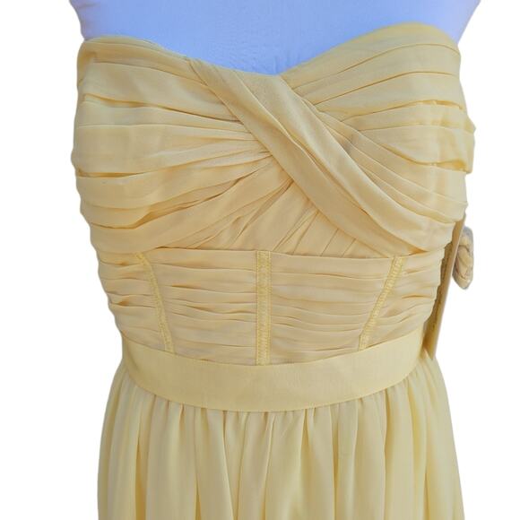 NWT Monique Lhuillier Bridesmaids Pale Yellow Strapless Mini Dress size 10 - Picture 2 of 13